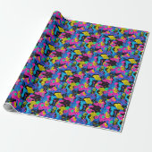 Retro 90s tiled pattern party  cadeaupapier (Uitgerold)