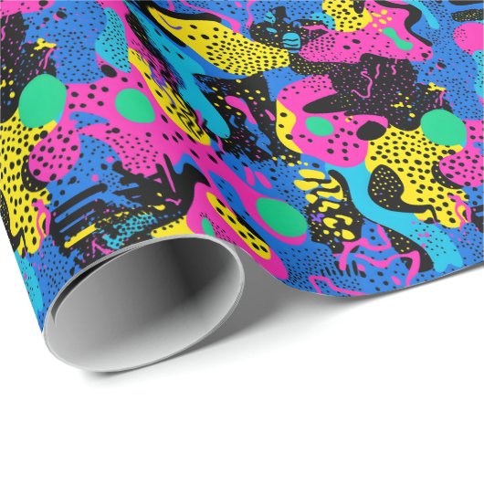 Retro 90s tiled pattern party  cadeaupapier (Rol Hoek)