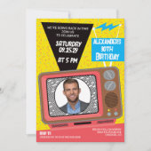 Retro 90's TV Verjaardag Uitnodiging (Voorkant)