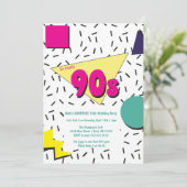 Retro 90s Uitnodiging Blok Thema (Staand voorkant)