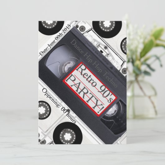 Retro 90's uitnodiging voor de technische dekking (Staand voorkant)