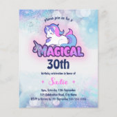 Retro 90s Unicorn 30th Birthday Uitnodiging (Voorkant)