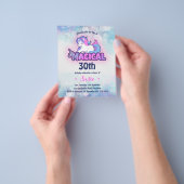 Retro 90s Unicorn 30th Birthday Uitnodiging Flyer (Hand)