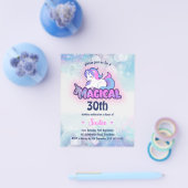 Retro 90s Unicorn 30th Birthday Uitnodiging Flyer (Enkel)