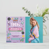 Retro 90s Verjaardag Nineties Foto Vrouwenfeest Kaart (Staand voorkant)