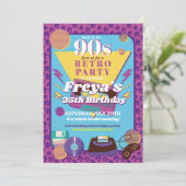 Retro 90s Verjaardag Nineties Mannen Vrouwenpartij Kaart (Staand voorkant)