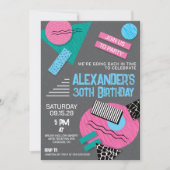 Retro 90's verjaardagsfeest uitnodiging (Voorkant)