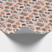 Retro 90s Vibes Patroon Cadeaupapier (Hoek)