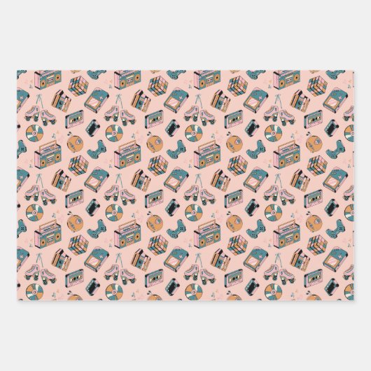 Retro 90s Vibes Patroon Inpakpapier Vel (Voorkant 3)