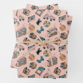 Retro 90s Vibes Patroon Inpakpapier Vel (In situ)