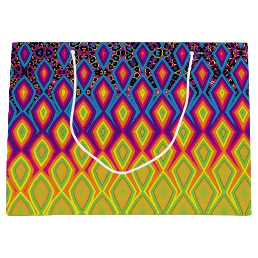 Retro 90s Vibrant Neon Colour Abstract Pattern Pla Groot Cadeauzakje (Voorkant)