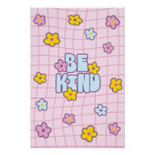 Retro 90s Wees Aardig Bloem Grid Patroon Perfect Poster (Voorkant)