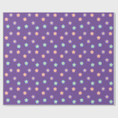 Retro 90s Y2k Pastel Flowers Lavender Cadeaupapier (Vlak)