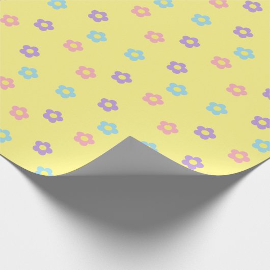 Retro 90s Y2k Pastel Flowers Yellow Cadeaupapier (Hoek)