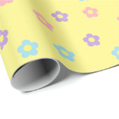 Retro 90s Y2k Pastel Flowers Yellow Cadeaupapier (Rol Hoek)