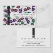 Retro 90s Zonnebrillen op de roze Blauwgroen Paars Visitekaartje (Voorkant / Achterkant)