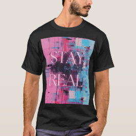 Retro 90s Zwarte Unisex T-shirt Neon Blijf Echt