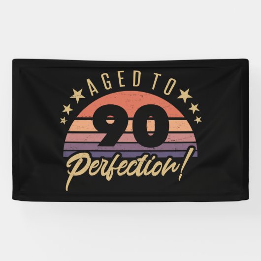 Retro 90th Birthday Humor Spandoek (Horizontaal)