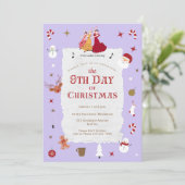 Retro 9th Day of Christmas Cute Mid-Century Xmas Kaart (Staand voorkant)