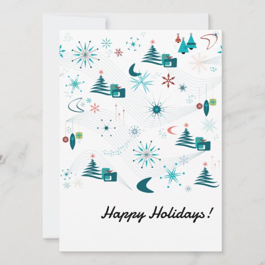 Retro A Go-Go Kerst Platte Kerstkaart (Voorkant)