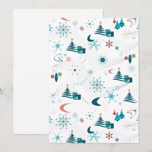 Retro A Go-kerst Kaart (Voorkant / Achterkant)