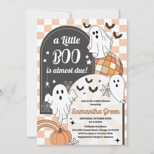 Retro A Little Boo Halloween Baby shower Kaart (Voorkant)