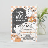 Retro A Little Boo Halloween Baby shower Kaart (Staand voorkant)