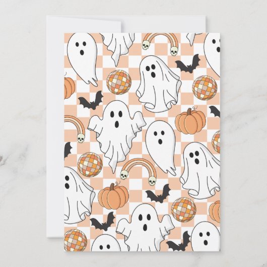 Retro A Little Boo Halloween Baby shower Kaart (Achterkant)