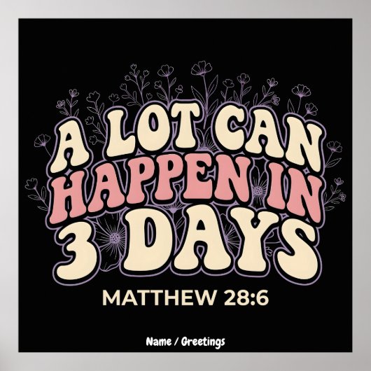 Retro A Lot Can Happen In 3 Days Christian Easter Poster (Voorkant)