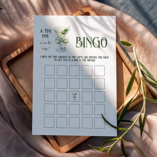 Retro A Tini One Martini Baby Shower Bingo Game Notitiekaartje
