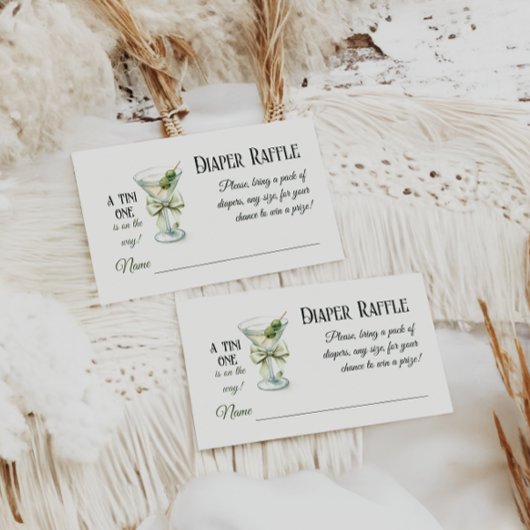 Retro A Tini One Martini Baby Shower Diaper Raffle Informatiekaartje