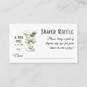 Retro A Tini One Martini Baby Shower Diaper Raffle Informatiekaartje (Voorkant)