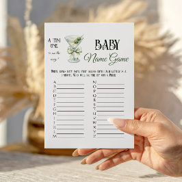 Retro A Tini One Martini Baby Shower Name Game Notitiekaartje