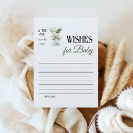 Retro A Tini One Martini Baby Shower Wishes Notitiekaartje