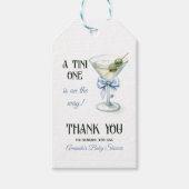 Retro A Tini One Martini Blauwe Strik Jongen Baby Cadeaulabel (Voorkant)