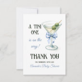 Retro A Tini One Martini Blue Bow Boy Baby Shower Bedankkaart (Voorkant)