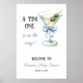 Retro A Tini One Martini Blue Bow Boy Baby Shower Poster (Voorkant)