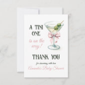 Retro A Tini One Martini Pink Bow Girl Baby Shower Bedankkaart (Voorkant)