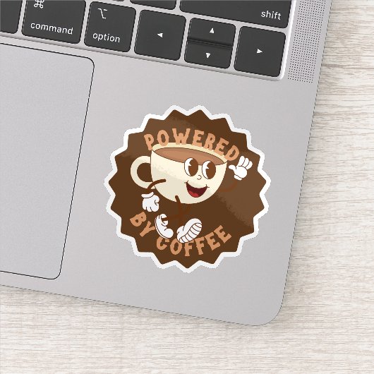 Retro Aangedreven door Koffie Sticker (Detail)