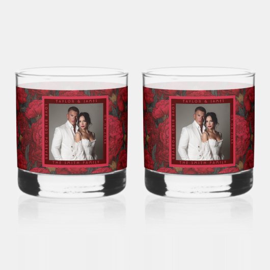 Retro aangepaste anjeraccent zomerbruiloft whisky glas (Voorkant)