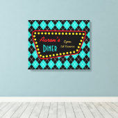 Retro Aangepaste Diner Tekenkunst Canvas Afdruk (Insitu (Houten vloer))