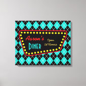 Retro Aangepaste Diner Tekenkunst Canvas Afdruk (Voorkant)