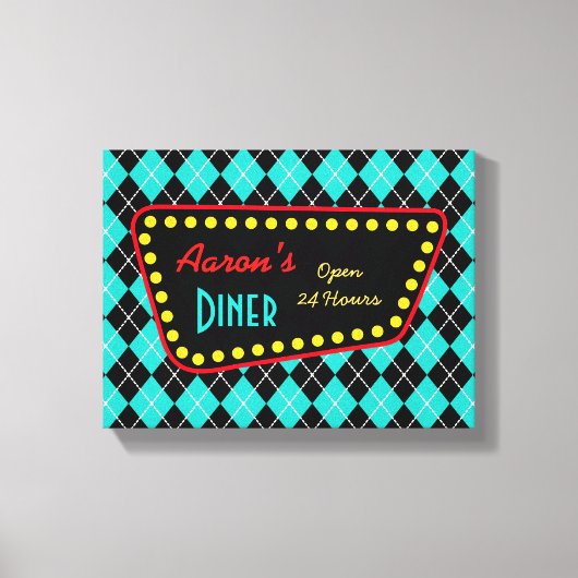 Retro Aangepaste Diner Tekenkunst Canvas Afdruk (Voorkant)