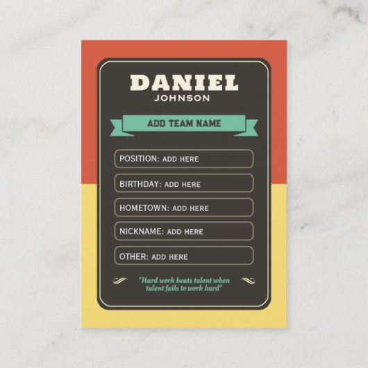 Retro Aangepaste Football Trading Kaart Player Kaa Contactkaartje (Achterkant)