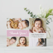 Retro Aangepaste Fotocollage Baby Meisje Geboorte Bedankkaart (Staand voorkant)