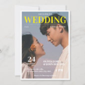 Retro, aangepaste fototijdschrift bruiloft kaart (Voorkant)