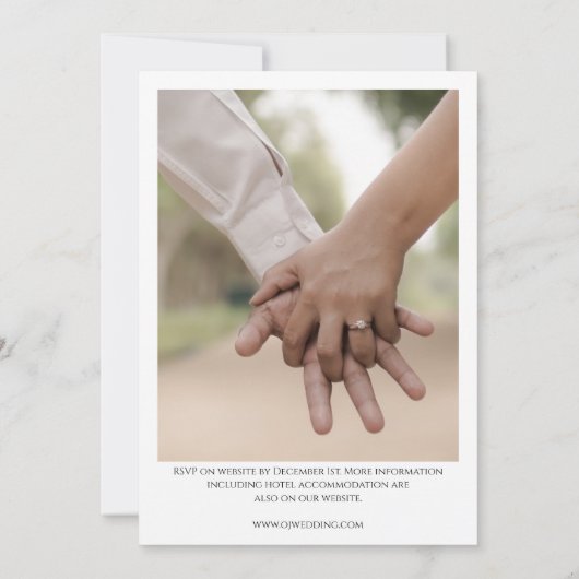 Retro, aangepaste fototijdschrift bruiloft kaart (Achterkant)