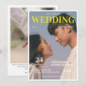 Retro, aangepaste fototijdschrift bruiloft kaart (Voorkant / Achterkant)