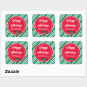 Retro aangepaste kerst snoep cadeau labelstickers vierkante sticker (Vel)