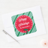 Retro aangepaste kerst snoep cadeau labelstickers vierkante sticker (Envelop)